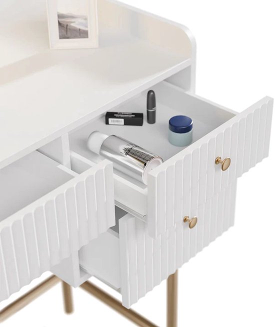 Schminktisch Samira - Inkl. Spiegel und LED - Weiß