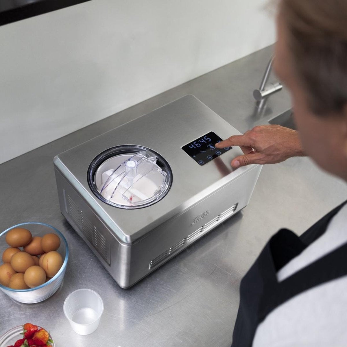 Solis Gelateria Pro Touch Eismaschine - Selbstgefrierend - Für Eis & Joghurt - Edelstahl - Silber