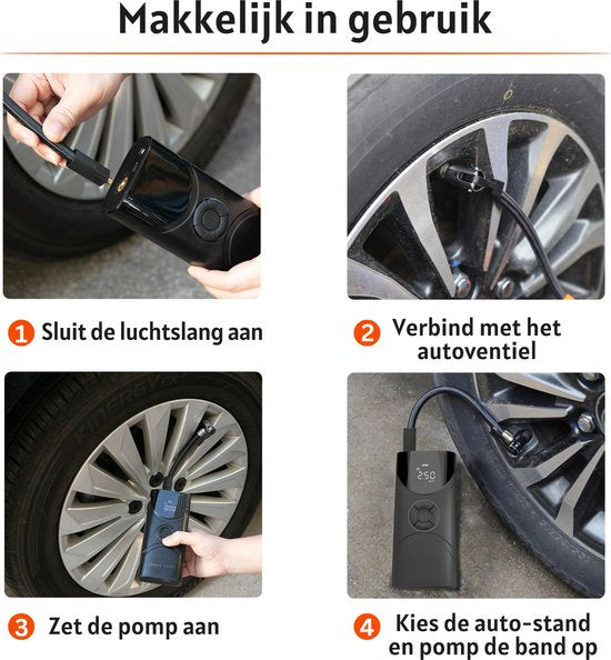 Tragbarer Luftkompressor - elektrische Fahrradpumpe - Reifenpumpe für Auto, Motorrad, Fahrrad, Ball, Luftbett - Leistungsstark: 6.000 mAh