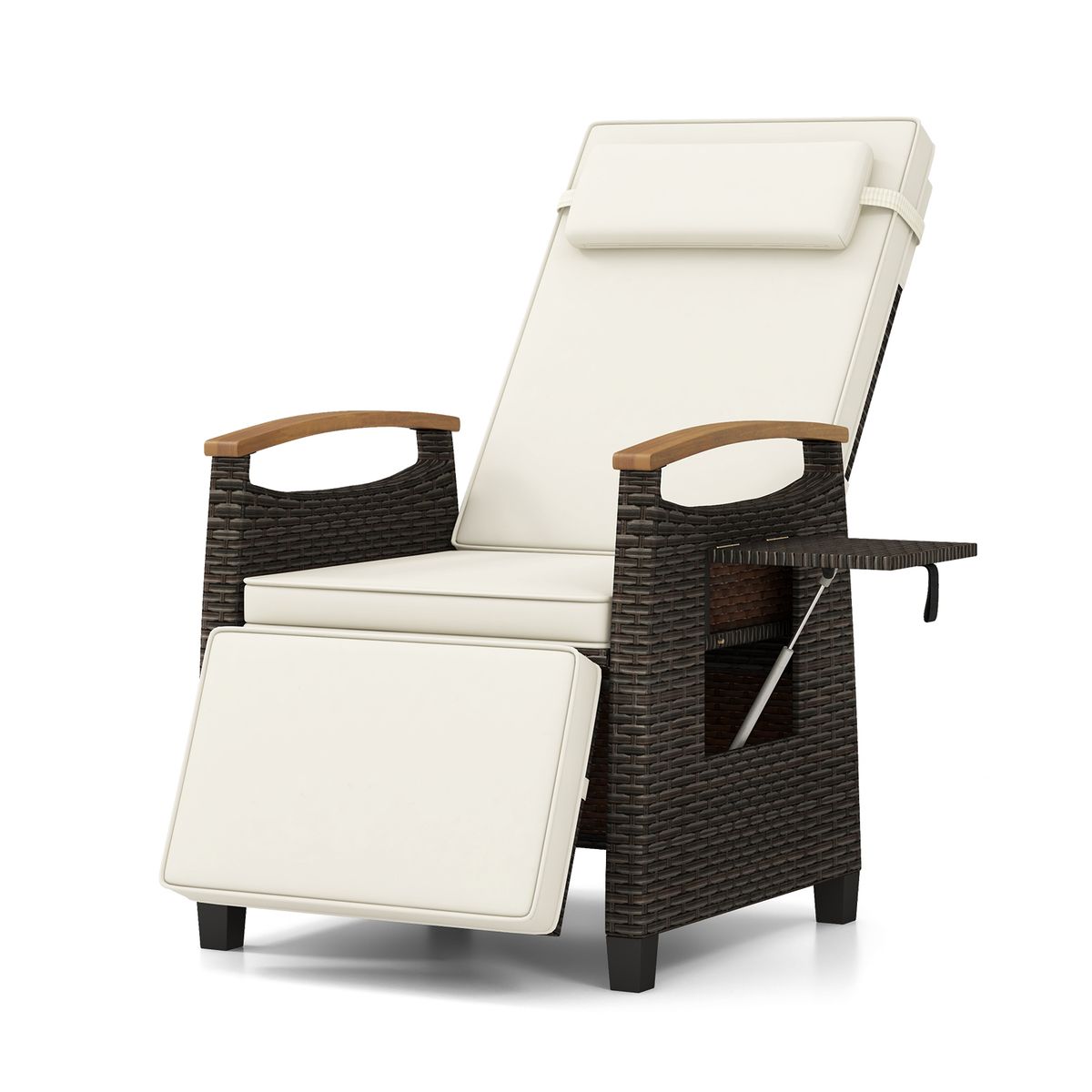 Coast Relaxsessel aus Rattan – verstellbare Rückenlehne und Fußstütze – weiß – 1er-Set