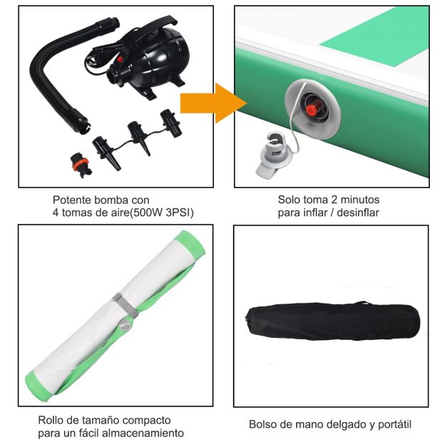 Coast Gymmat mit Kompressor - Innen und Außen - 450 x 100 x 15 cm - Grün