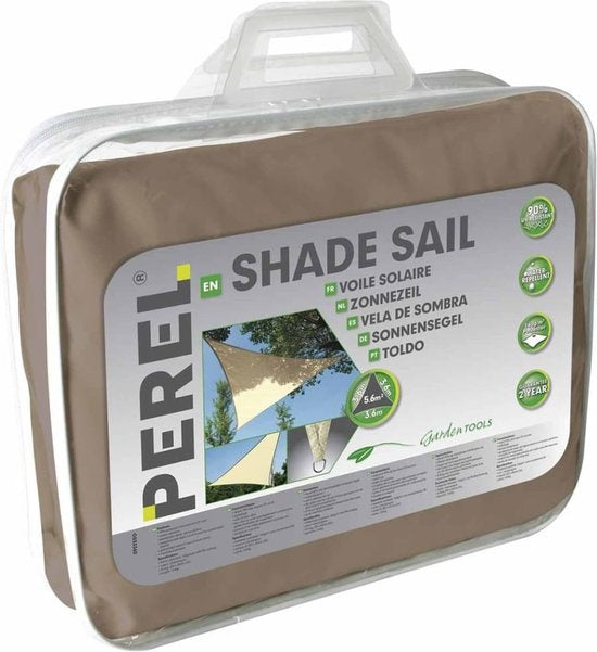 Perel Schattentuch, wasserabweisend, 5 x 5 x 5 m, 160 g/mÂ², Polyester, Dreieck, taupe