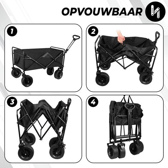 Outbee Bolderkar - Faltbarer Bolderkar - 100kg Tragkraft - 100Liter Fassungsvermögen - Schwarz