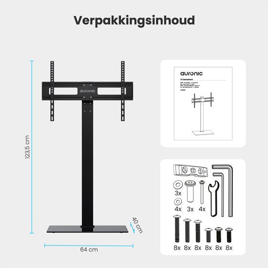 Auronic TV Ständer - Höhenverstellbar - Schwenkbar - Neigbar - 32 bis 70 Zoll - Schwarz