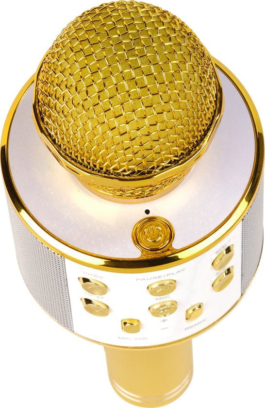 Denver Karaoke-Mikrofon Bluetooth - Drahtlos - Karaoke-Set - Eingebauter Lautsprecher - AUX - MicroSD - KMS20 - Gold