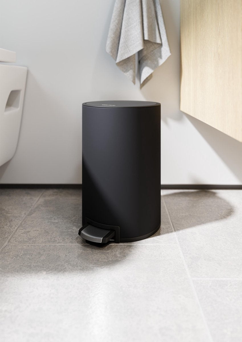 StangVollby Kallax Tret-Abfalleimer - 5 Liter - Edelstahl - Schwarz - Abfalleimer - Toilette - Badezimmer - Klein - Soft Close-Deckel