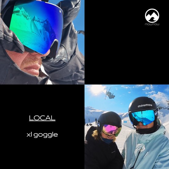 MowMow LOCAL Skibrille Männer L/XL + Extra Scheibe - Magnetisch - Bio-Frame - R-Strap - UV400