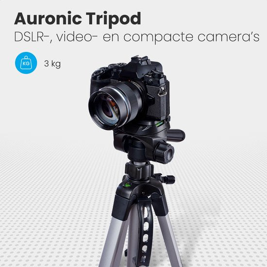 Auronic Stativ - Kamera - Telefon - Iphone - Stativ mit Smartphone-Halterung - Silber Grau