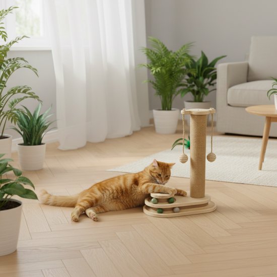 Von Cee Cee Kratzbaum - Kratzbaum für Katzen - Katzenkratzbaum - Katzenspielzeug aus Holz - Ideal für mehrere Katzen - 40x19x45.5cm - Luna