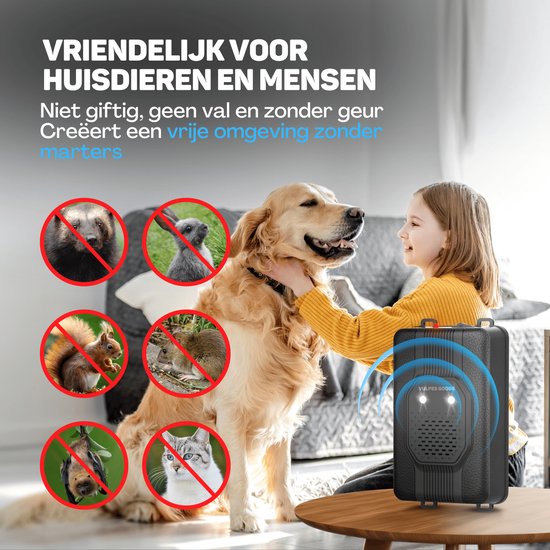 Vulpes Goods® Repellent Marderabwehr - Schädlingsabwehr - Multifunktionsset Indoor & Outdoor - Batterien, 12V & Autobatterie - Marder, Mäuse & Ratten - Steinmarderabwehr PRO - inkl. Batterien