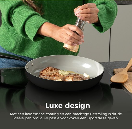 BE Living Essential Bratpfanne - Ø 24 cm - Keramik - PFAS-frei - Induktion - Schwarz