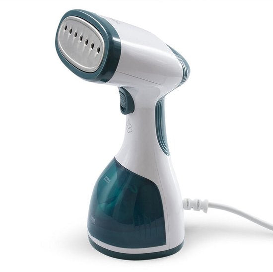 Tomado TSH1201W - Kleidungsdampfer - Handdampfer - Entwirrer - Dampfreiniger - Inkl. 2 Bürstenaufsätze - Weiß/Türkis