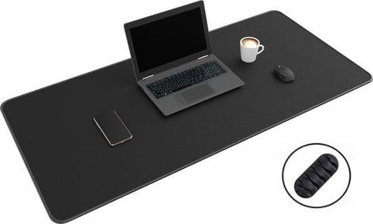 WURK Professional Desk Pad Rubber - Schreibtisch-Organizer - Schreibtischzubehör - Mauspad XXL- Inklusive Kabelclip - 120x60 - Schwarz