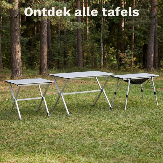 TRVLMORE Campingtisch Verstellbar - 90x52x71cm - Klapptisch mit Aluminiumrahmen - Leichtgewicht - Campingtisch - Klapptisch - Silber