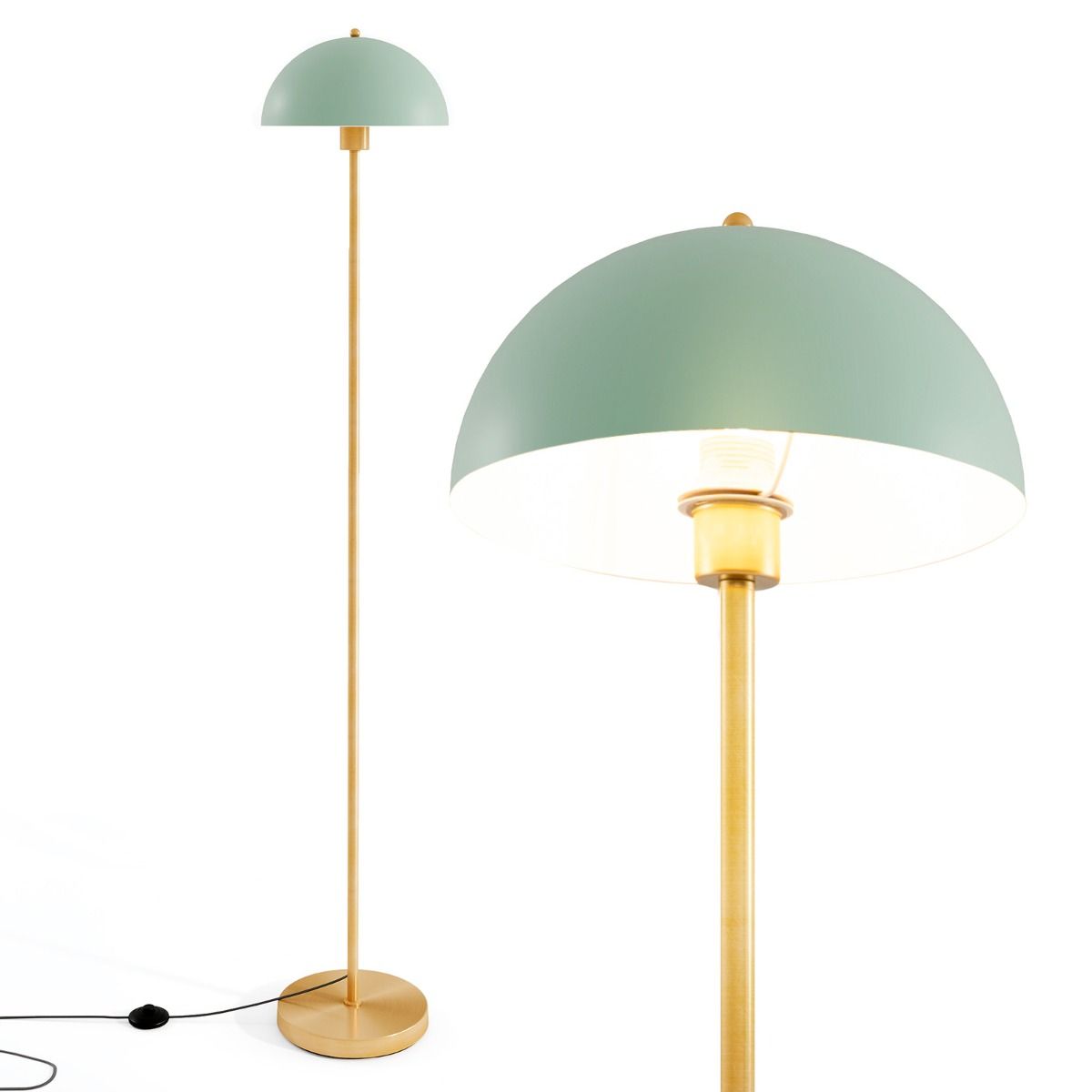Coast Stehlampe – verstellbarer Lampenkopf – bruchsicherer Lampenschirm – gold, grün und weiß – 163 cm