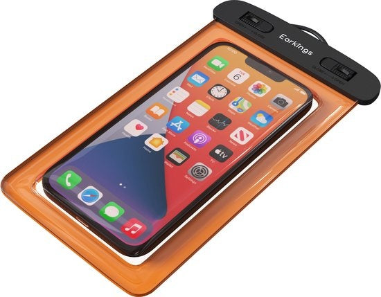 Wasserdichte Handytaschen - Drybag 2er Set - Unterwasser Handytasche für alle Handys - Wasserdichte Handytasche Earkings - Schwarz & Orange