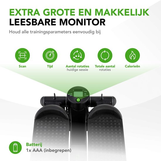 Tunturi Stepper – Stepper-Fitness – Treppensteiger – Aerobic-Step – Fitness – inkl. Display und Widerstandsbändern – Schwarz