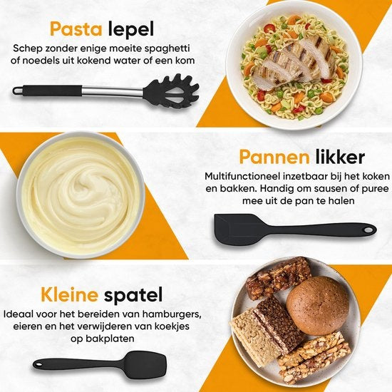 Strex Küchenutensilien-Set mit Halter 43-teilig - Hitzebeständig / BPA-frei / Silikon - Küchenutensilien