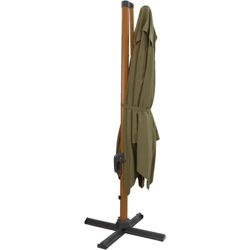 Schwebeschirm Nancy – Grün – 300 x 300 cm – um 360° drehbar mit Ständer