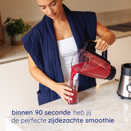 Safecourt Kitchen Power Mixer - 5 automatische Programme - Smoothie Maker - +2 Becher zum Mitnehmen - Edelstahl