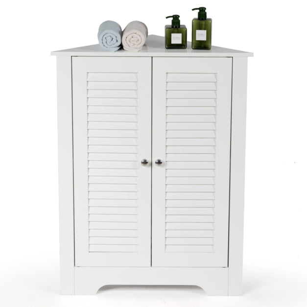 Coast Eckschrank - Lattentür - Verstellbarer Einlegeboden - MDF - 63 x 32 x 81,5 cm - Weiß