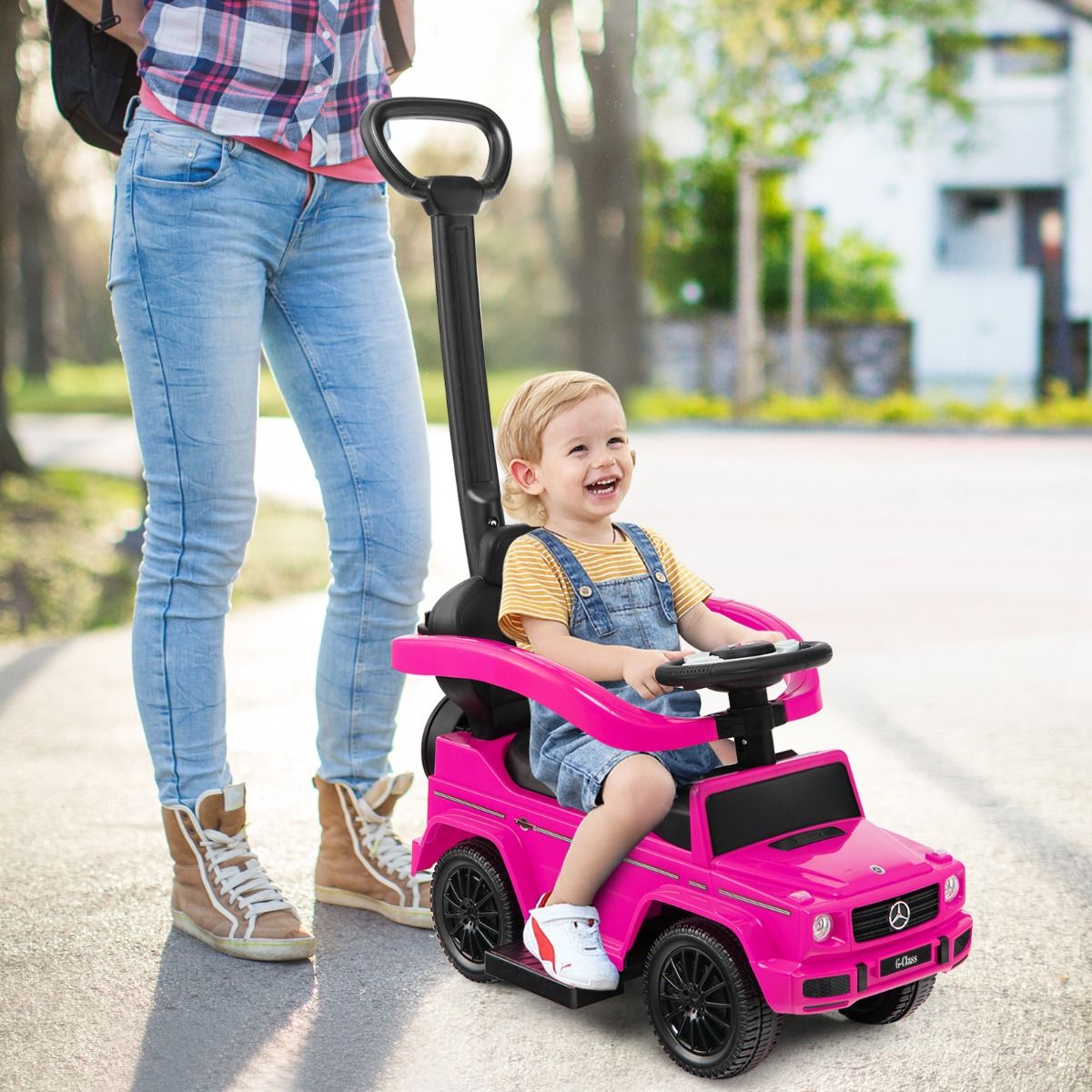 Coast Mercedes-Benz Laufwagen für Kinder – 3-in-1-Kinderwagen und Rollator – verstellbares Sonnendach – rosa