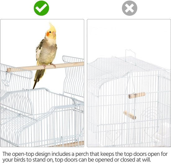 Yaheetech Vogelkäfig Vogelvoliere Tierkäfig Vogelhaus für Papagei Wellen Bausatz ca. 46 x 36 x 92 cm weiß