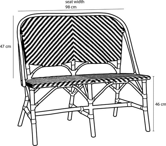 Mica Decorations Mandox Outdoor-Sofa – L 98 x B 60 x H 93 cm – Rattan – Schwarz, Weiß