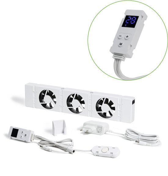 SpeedComfort Heizkörperlüfter - Mit Regelsensor - Mono-Set (1x) - Schnelleres Heizen - Bis zu 22% Energieeinsparung - Für Wärmepumpen - Mehrere Geschwindigkeiten - Einfach zu installieren - Flüsterleise - Weiß