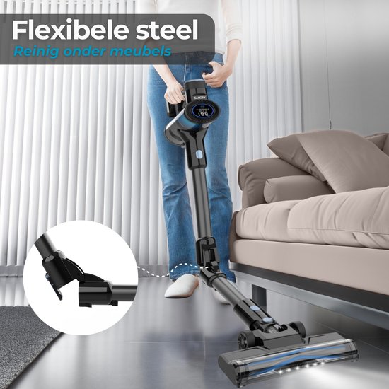 Sanovy Turbo Flex X28 Stick Staubsauger kabellos - Beutellos - Batteriebetrieben - 350W - 28Kpa - Mit Aufsätzen - Beutelloser kabelloser Staubsauger
