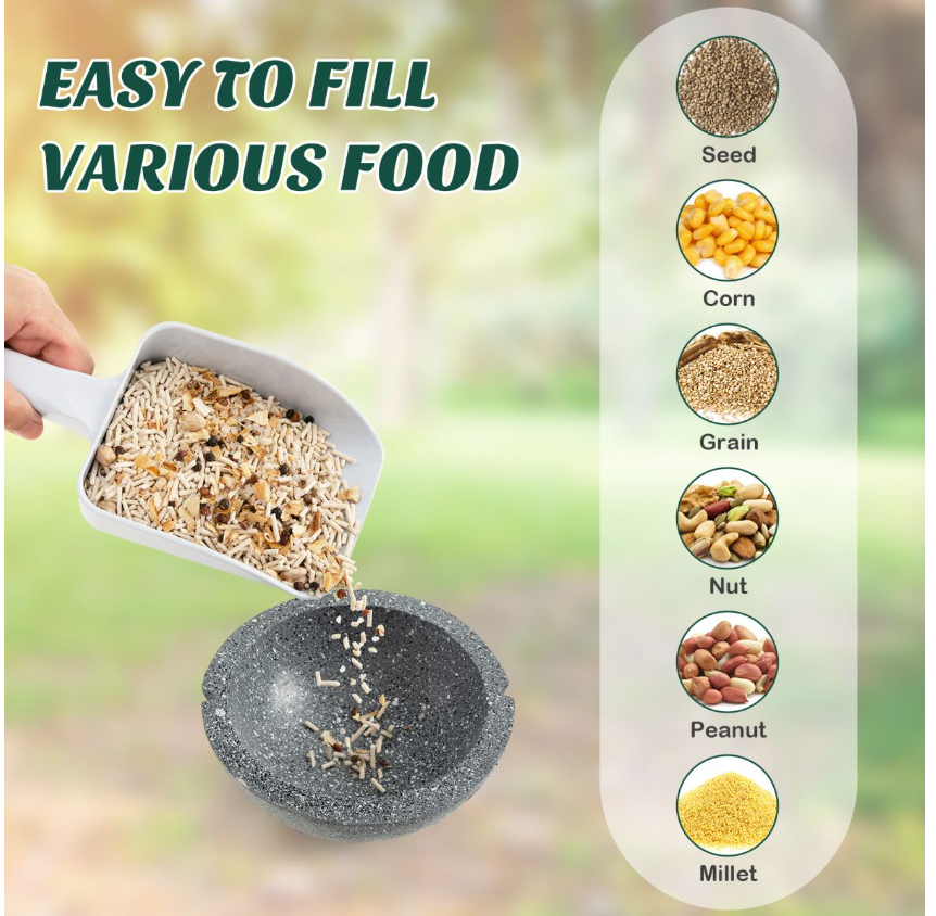 Coast - Vogelfutterspender Vogeltränke - 2-in-1 Spender, hängend - Ø 15,5 x H 35 cm - Harz/Metall - Grau