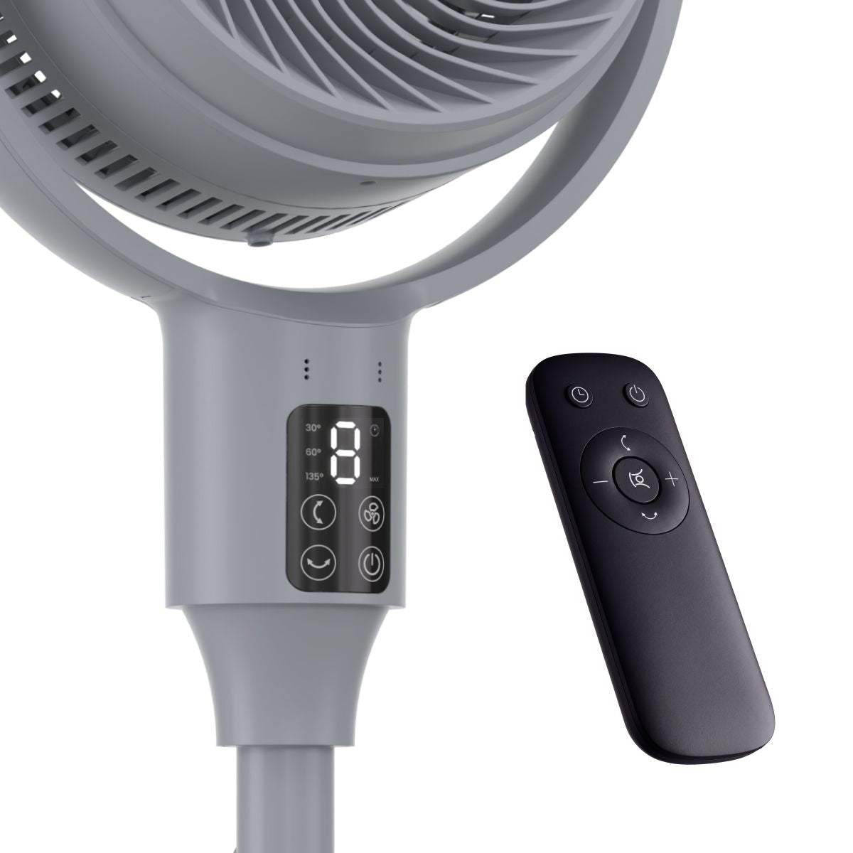 Auronic Standventilator – 59/108 cm – 9 Geschwindigkeitsstufen – 90°-Oszillation – Fernbedienung – Flüsterleise – Grau