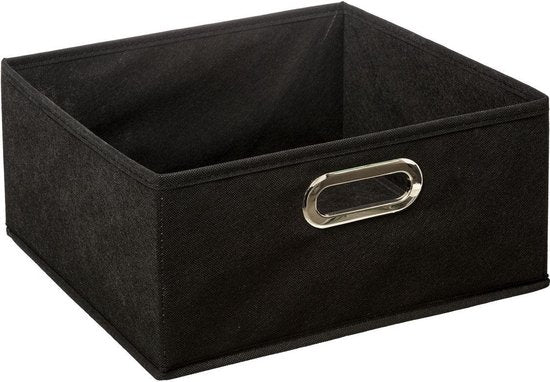 5Five Aufbewahrungskorb/Schrankkorb – schwarz – Leinen – 14 Liter – 31 x 31 x 15 cm – Aufbewahrungsbox – Fächerkorb