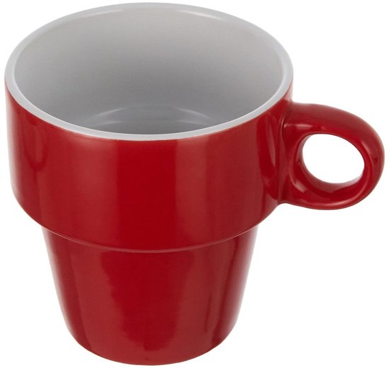 Secret de Gourmet Kaffeetassen/Becher Colorama – 6 Stück im Metallständer – Keramik – glänzende Oberfläche – 260 ml – 8 x 9 cm