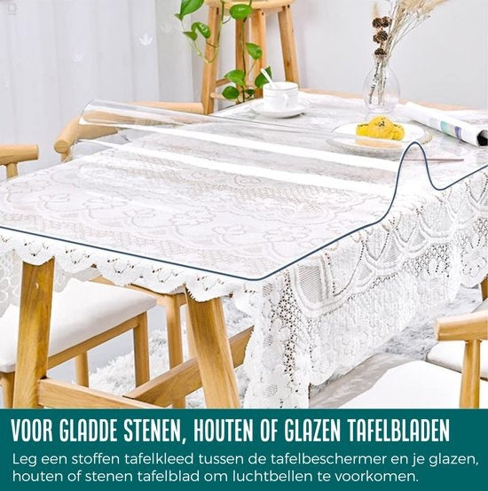 HOMEWELL Tischschoner Transparent Glas Klar 90x200cm - Transparentes Tischsegel - Tischtuch - Rutschfest und hitzebeständig - 2.2 mm