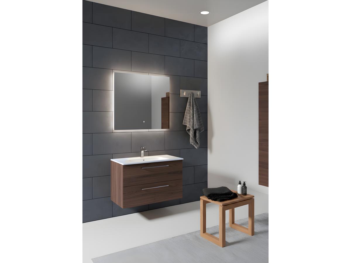 Kame Gama Badezimmermöbel-Set – Brown Oak – inklusive Spiegel – 80 cm