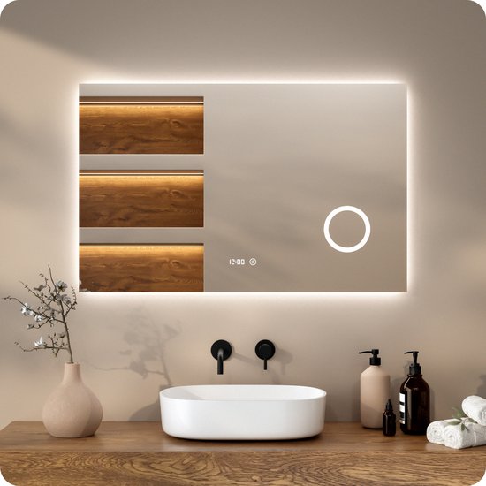 Mirlux Badezimmerspiegel mit LED-Beleuchtung und Heizung - 110x70CM