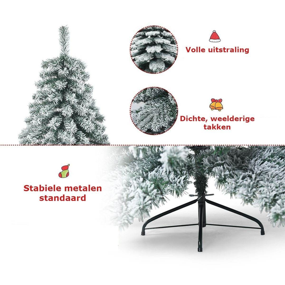 Coast - Weihnachtsbaum - Mit Schneeflocken - Grün + Weiß - 180 cm