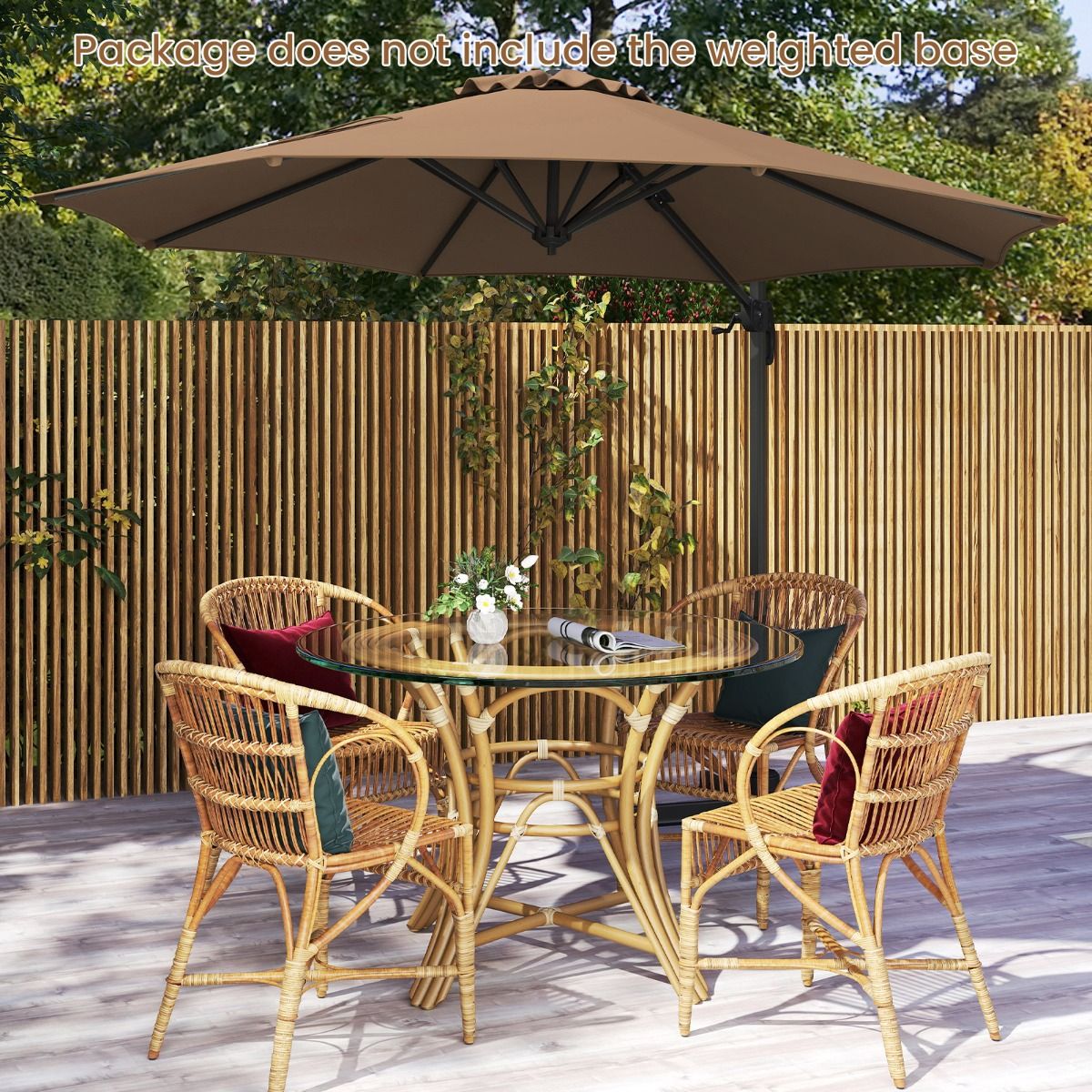 Coast Runder Schwebesonnenschirm – 5-fach verstellbar – um 360° drehbar – Aluminiumstange – 308 x 248 cm – braun