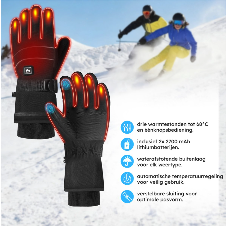 Saaf - Beheizte Handschuhe Pro - Größe XS - Schwarzes Polyester - 3 Wärmestufen & wiederaufladbar - Wasser- & Windabweisend - Optimaler Komfort