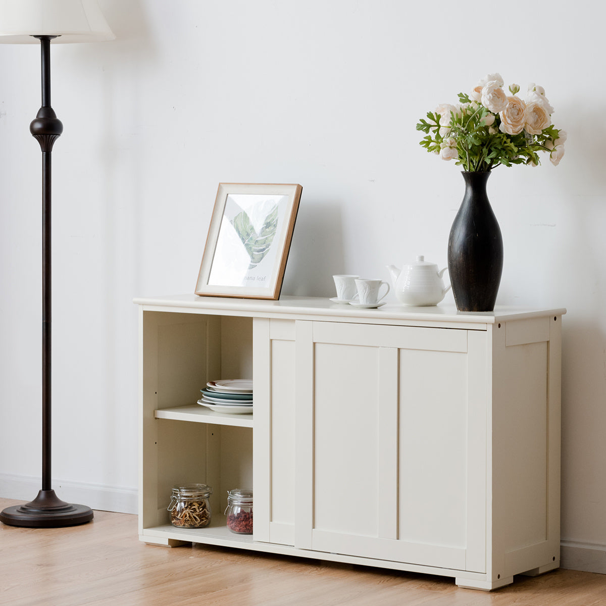 Coast Sideboard Anrichte Küchenschrank - Mit Schiebetüren - 106,5 x 33 x 60 cm - Beige