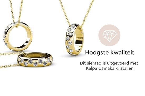 Yolora Damenhalskette mit Anhänger - Kalpa Camaka Kristalle - Farbe Gold - 18K Gelbgold vergoldet - Damenhalskette Gold - Schmuck - Halskette - Luxuriöse Geschenkbox - Geschenkbox - Exklusive Geschenkbox - Schöne Geschenkverpackung