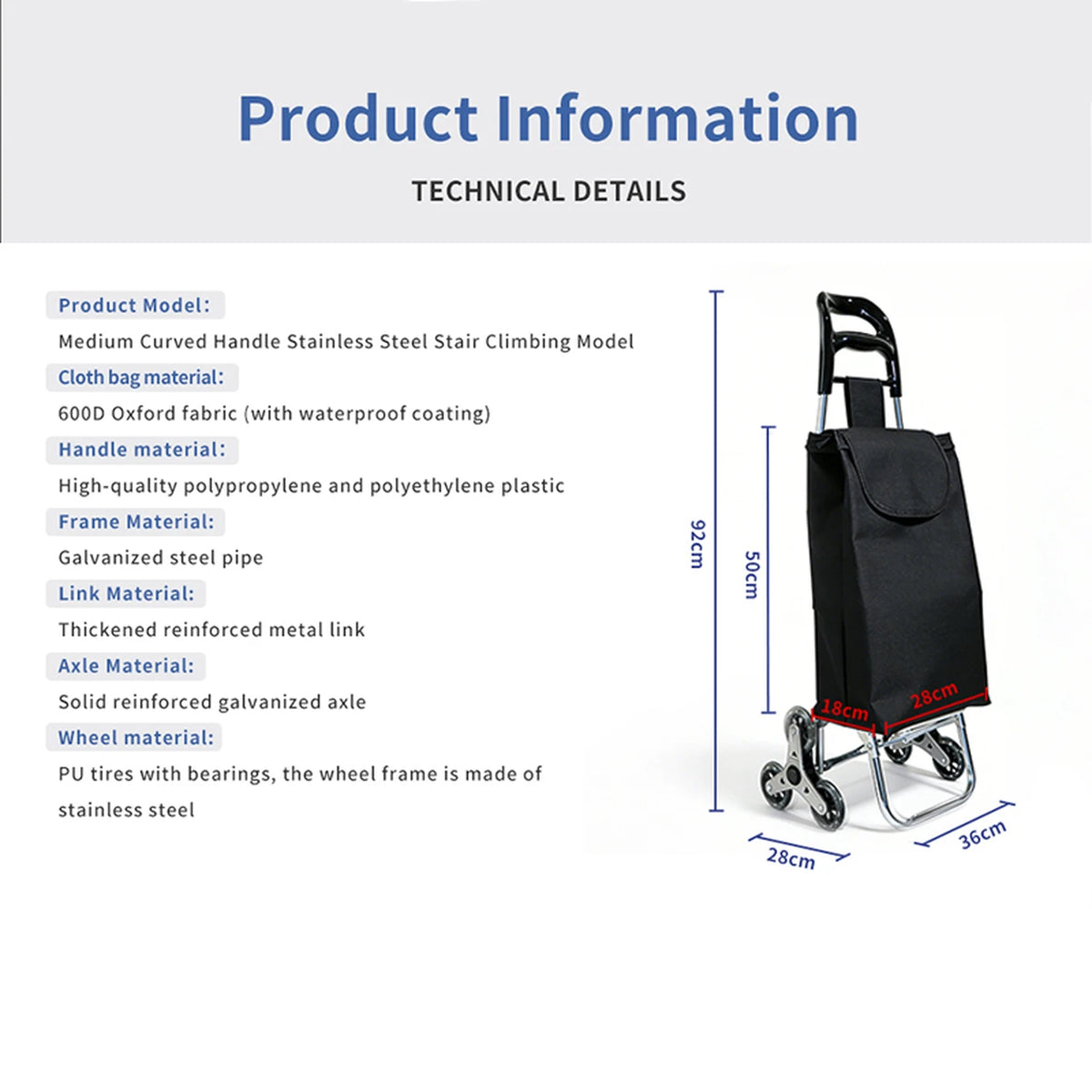 Tahang Treppenkletter-Einkaufswagen – 25 l – 2-in-1, zusammenklappbar – bis zu 25 kg