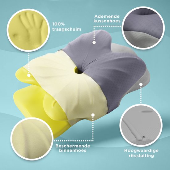 CozySense® Memory Foam Pillow - Ergonomisches Memory Foam Pillow - Schmetterlingskissen - Kopfkissen - Abnehmbarer und waschbarer Bezug - Seitenschläfer, Rücken- und Bauchschläfer