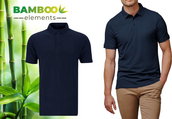 Bamboo Elements – Herren-Poloshirt – Marineblau - Größe XXXL – Herren-Poloshirt – Kurzarm – Piqué-Stoff – Herren-T-Shirt – Bambus