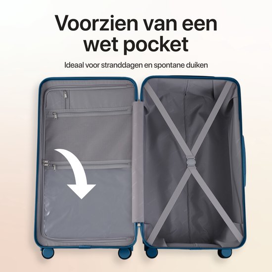SKYCASES Trunk Travel Suitcase - Classic Heritage - Extra großer Koffer - 110L - TSA-Schloss - leichter Trolley - 78x44x36 cm - Trunk Roll Case - Spinner-Räder - Dunkelblau