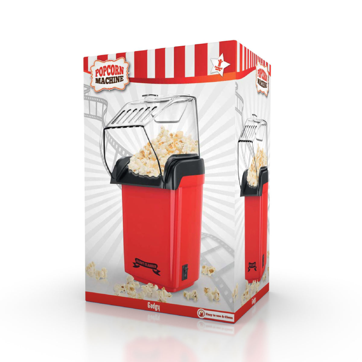 Gadgy Popcornmaschine - Heißluft-Popcornmaschine - 1200 Watt - 27 cm - Popcornmaschine Kinderparty