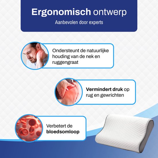 Sleeptight Ergonomisches Kissen Nackenschmerzen - Anti-Schnarch-Kissen Orthopädisch - Kühlendes Apnoe-Kissen - Mittelweicher Memory-Schaum - Seitenschläfer - 60x40x12cm