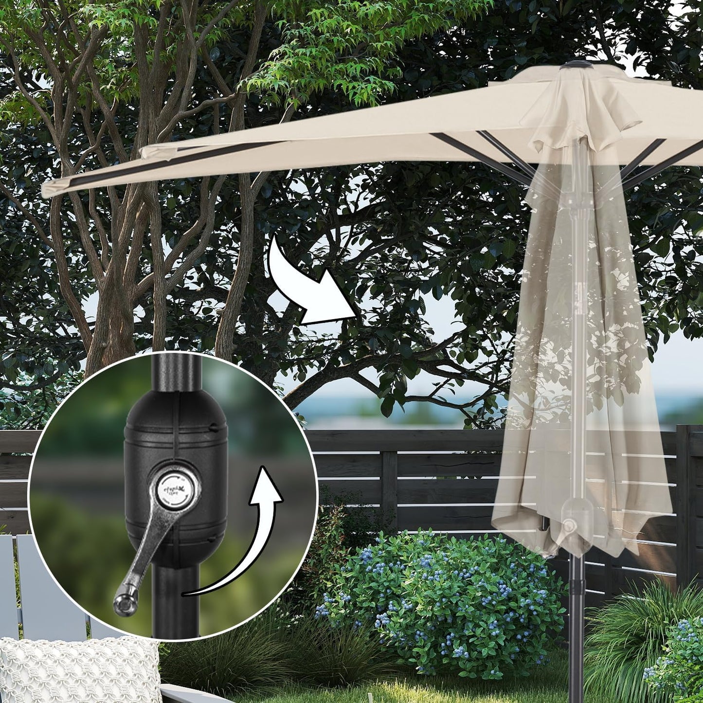 Angel Living Balkon-Sonnenschirm - halbrund - 265 x 130 cm - Beige