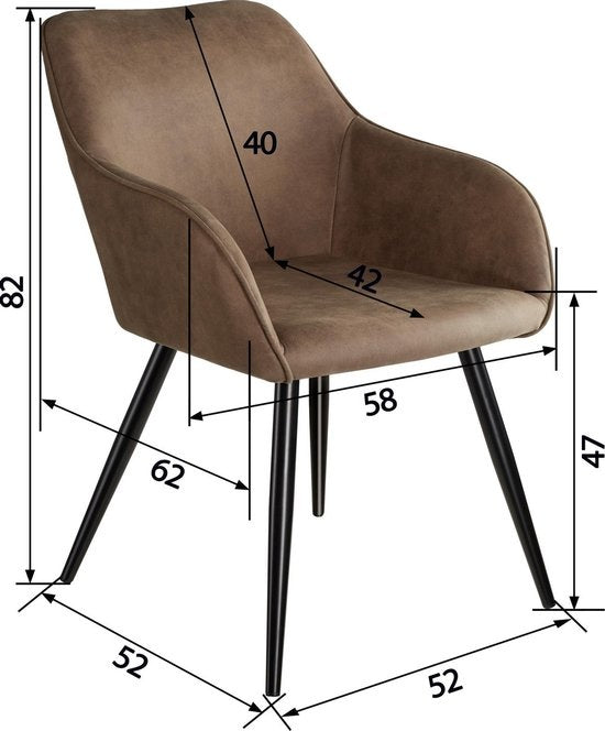 tectake - Stuhl Marilyn Stoff braun/schwarz SKU: 403667